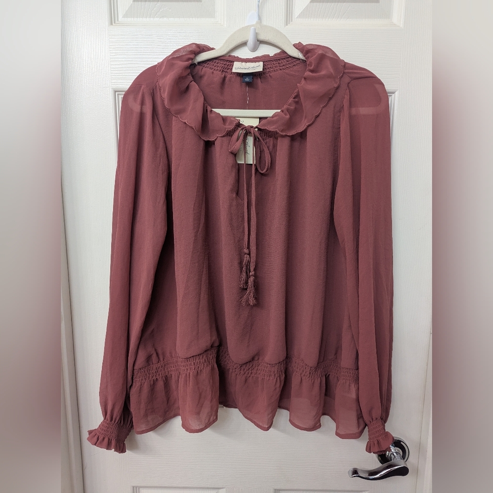 Universal Thread Pink Long Sleeve Sailor Collar Blouse - Picture 2 of 5